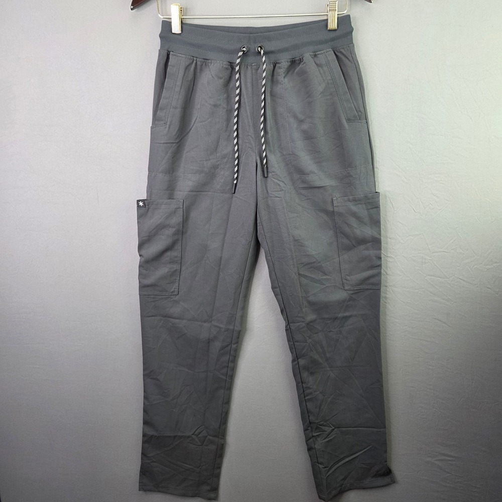 Beyond Scrubs Cargo Jogger Pants Women Small Gray Drawstring RN102904